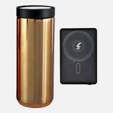 POWER BANK AIR METAL 5000MAH & TERMOSMUKI SHUTTLE GOLD 400ML