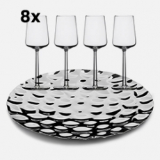 VALKOVIINILASISETTI ESSENCE IITTALA JA TARJOILUVATI LÄHDE LU..