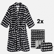 MARIMEKKO RÄSYMATTO KYLPYTAKKI S JA L, KYLPYPYYHE JA KOSMETI..