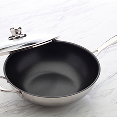 WOKPANNU + KANSI NONSTICK CLAD 32 CM SWISS DIAMOND